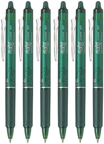 Pilot FriXion Ball Clicker Retractable Erasable Gel Pen, Fine Point, 0.7mm, Green Ink, 6 Count Pilot