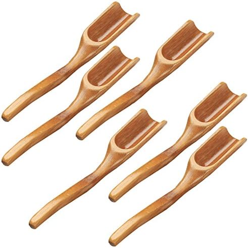 Tea Spoons Natural Bamboo Tea Spoon for Loose Tea ，Cucumis 6Pcs Kung Fu Tea Spade Natural Bamboo Wood Spoons for Scooping Coffee Powder,Tea，Salt，Yeast, Superfood Powders，Cacao Cucumis