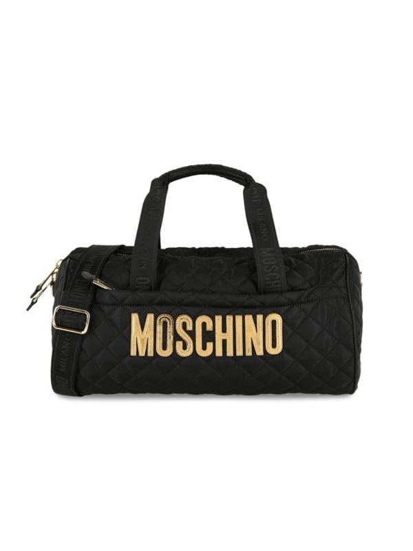 Дорожная сумка с лого и стеганым покрытием, два кармана на молнии Moschino