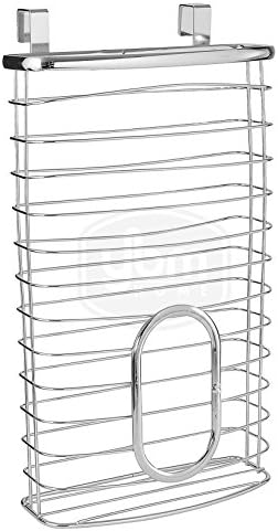Металлический органайзер для пластиковых пакетов, до 50 штук, над дверцей шкафа, серебристый YBM HOME