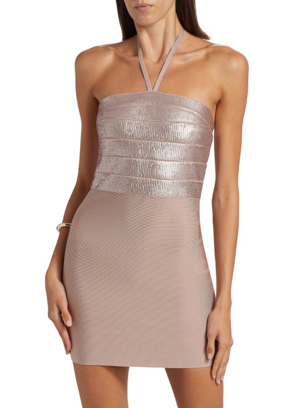 Партнёрское мини-платье The Emili Dress с декором из матовых пайеток, Herve Leger Herve Leger