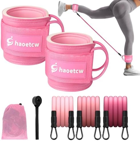 Ankle Resistance Bands with Cuffs, Ankle Bands for Working Out, Booty Trainer for Women, Ankle Straps for Cable Machines Women, Glutes Workout Equipment for Women. haoetcw