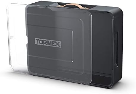 Tormek Case TC-800 - Premium Toolbox to Store all Your Tormek Jigs and Accessories - Durable, Stackable Case with a Clear Sliding Lid and a Sturdy Leather Carrying Handle Tormek