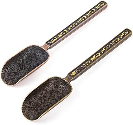 AUEAR, 2 Pack Vintage Loose Leaf Tea Scoops Coffee Scooper Copper Metal Measuring Shovel Spoons Auear