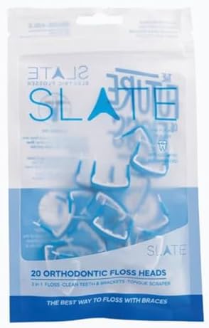 Набор для ортодонтии Slate - 20 насадок для флоссера | Многоразовая экосознательная зубная нить без PFAS Slate