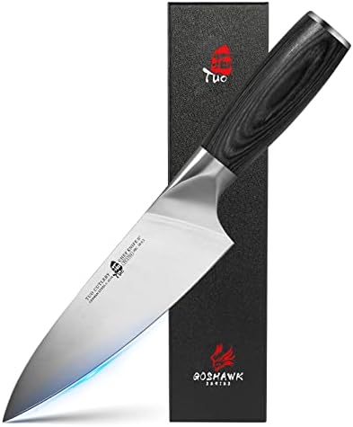 TUO 6 inch Chef Knife, Kitchen Knife Gyuto chef Knife, German High-Carbon Stainless Steel, Comfortable Pakkawood Handle, Full Tang with Gift Box, Goshawk Series TUO