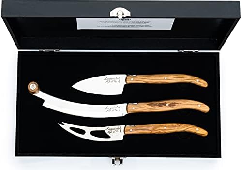 Laguiole Style de Vie Cheese knives, Luxury Line, 3 pieces, Olive Wood, in giftbox Laguiole Style de Vie