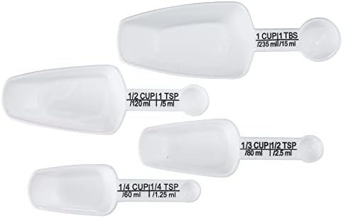 Chef Craft Select Plastic Measuring Scoop, 1/4 tsp, 1/2 tsp, 1 tsp, 1 tbsp, 1/4 cup, 1/3 cup, 1/2 cup and 1 cup size, White Chef Craft