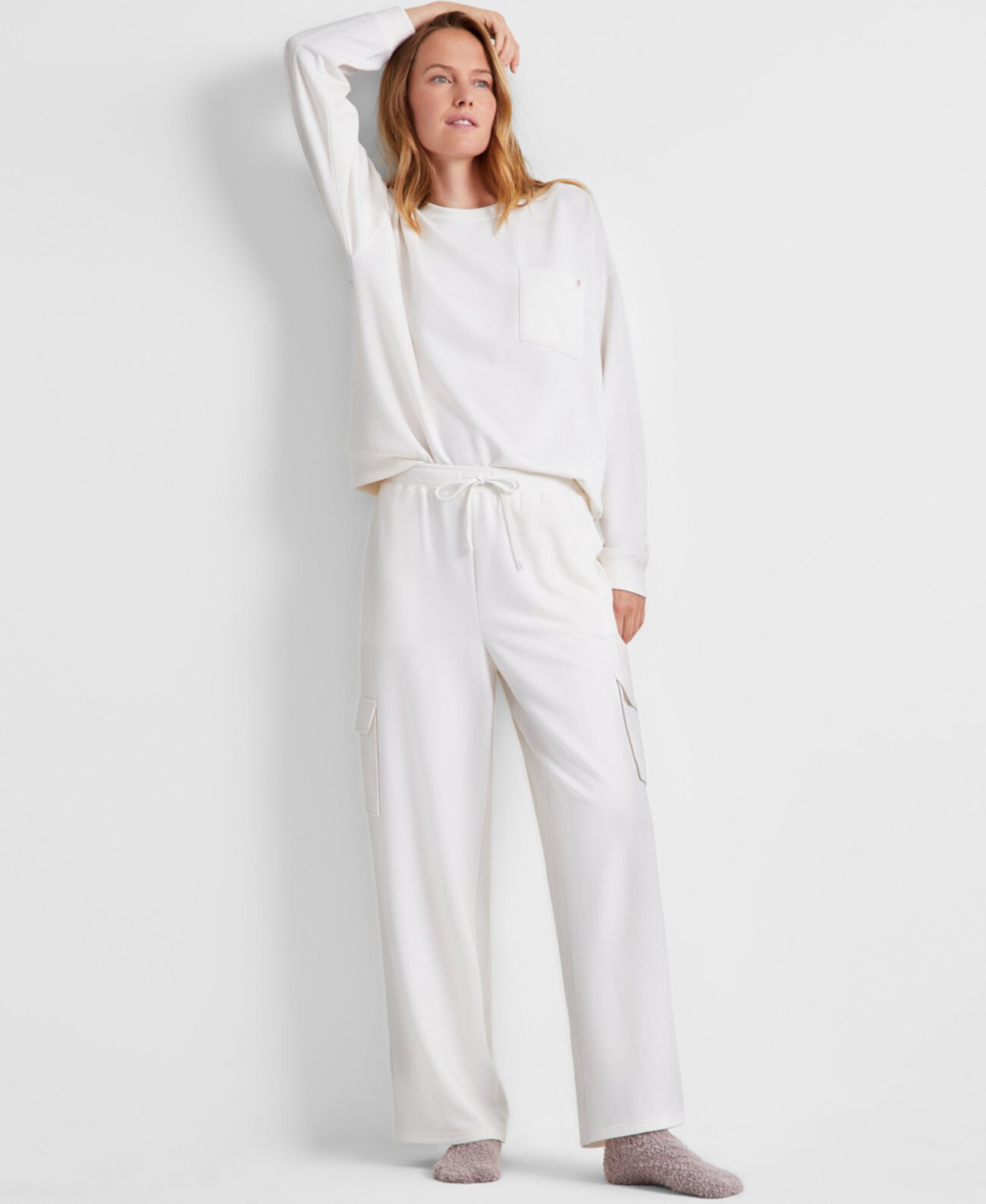 Women's High-Rise Fleece Cargo Sweatpants, Created for Macy's State of Day