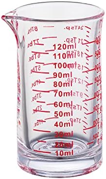 Ackers Shot Glass Measuring Cup 4 Ounce/120ML Liquid Heavy High Espresso Glass Cup Black Line,V-Shaped Spout(Pack of 2) Ackers BORO3.3