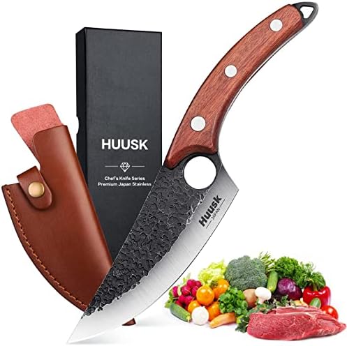 Dream Reach Meat Cleaver Knife Heavy Duty Bone Chopper High Carbon Bone Cutting Knife Hand Forged Butcher Knife Meat Bone Cleaver Knife with Cover for Kitchen BBQ Thanksgiving Christmas Gifts Dream Reach