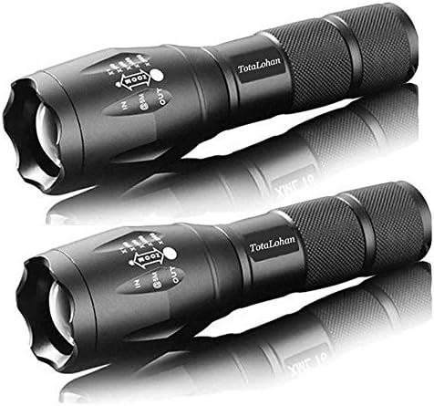 TC1200 Military Grade 2000 Lumen 5 Mode LED Tactical Flashlight Torch for Hurricane Camping Biking Hiking Home Emergency,2 Pack TotaLohan