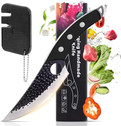 Chef Knife 11 Inch, Kitchen Knife for Boning, Cutting, and Chopping. Hand Forged Meat Cleaver, Japanese Sharp Knife, and Kitchen Knives For Home, Outdoor Cooking, Camping BBQ (Black) NWESTUN