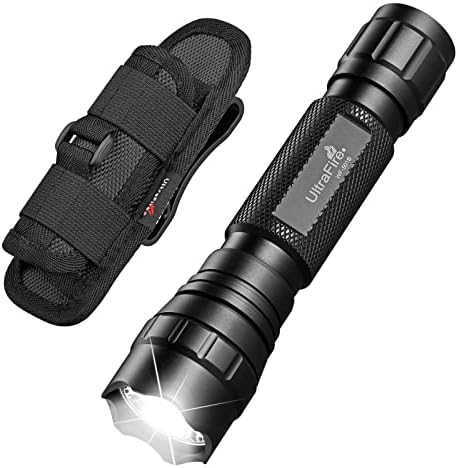 ULTRAFIRE Tactical Flashlight with Holster, Single Mode LED Flashlight 1000 High Lumen Duty Flashlights with Belt Holster and Charger, Bright Small Flash Light WF-501B ULTRAFIRE