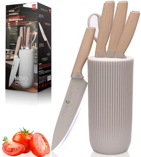 Kitchen Knife Set, KoudHug Knife Set with Universal Knife Block 6-Pieces, Professional Chef Knife Set for Home and Kitchen, Anti-Rust Stainless Steel Knife for Best Cooking Knife Set (Blue) KoudHug