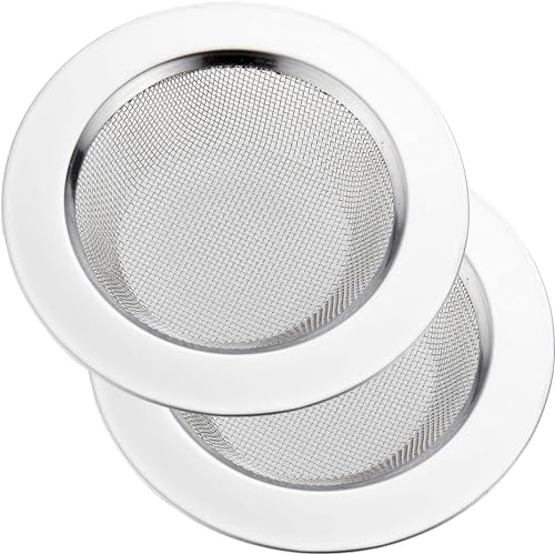 LASSHSWA 2 PCS Kitchen Sink Strainer Stainless Steel, Kitchen Sink Drain Strainer， Sink Strainers with Large Wide Rim 4.5" Diameter for Kitchen Sinks LASSHSWA