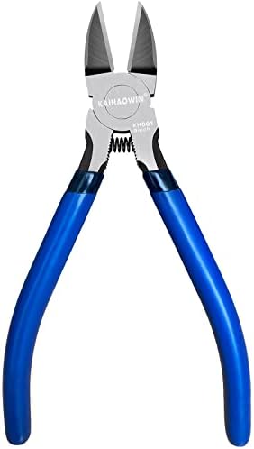 Wire Cutters, 6 inch, KAIHAOWIN Precision Flush Cutters Ultra Sharp Wire Cutters for Crafting Side Cutters Wire Snips Spring Loaded Dikes Wire Cutter for Jewelry Making, Blue with Black Handle Kaihaowin