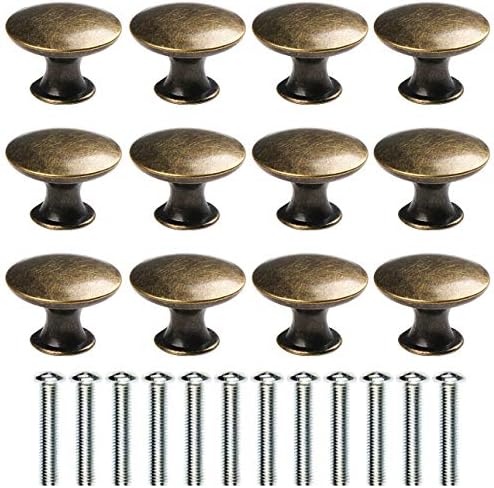 abcGoodefg 12 Pcs Vintage Antique Black Knobs Handle Pulls 30mm Brass Round Knobs for Cabinet Drawer Kitchen Bathroom Cupboard Home Office Furniture (Black) AbcGoodefg