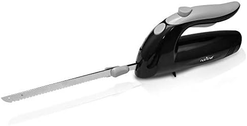 NutriChef Upgraded Premium NutriChef Electric Knife - 8.9" Carving Knife, Serrated Blades, Lightweight, Ergonomic Design Easy Grip, Easy Blade Removal, Great For Thanksgiving, Meat & Cheese, Black - NutriChef