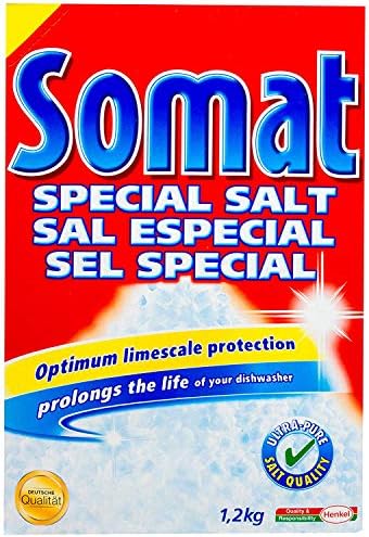 Somat Dishwasher Salt Water Softener - Special Salt Coarse-Grained - Lime Protection, Ensures Soft Water, Anti-Water Stains, Prolongs The Life of The Dishwasher, 1.2 KG (2.6 LB), 2 Pack Somat