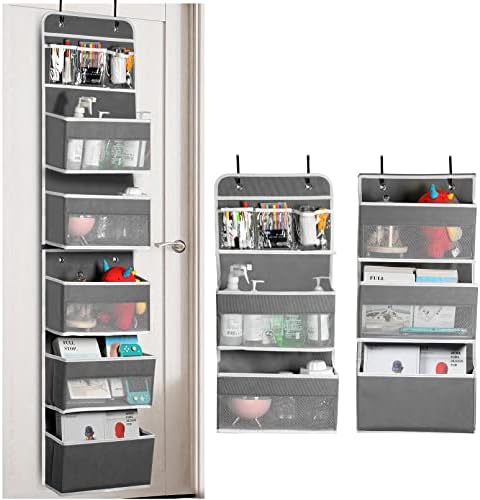 Over Door Organizer, 6 Shelf Bathroom Organizer, 1 Split into 2 Hanging Closet Organizer for A Room, Kitchen, Bedroom, and Toy, Shoe, Stuffed Animal, Grey Tuffen