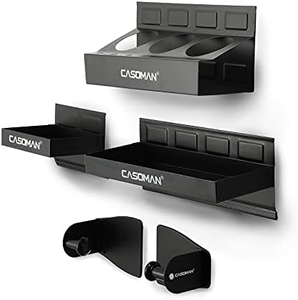 CASOMAN Magnetic Toolbox Shelf, Tray, Paper Towel Holder, 4-Piece Set, Black, Variety of Use, Durable, Magnets Any Metal Surface Casoman