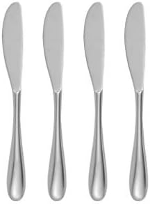 Nambe Paige Butter/Cheese Knives Set of 4 Pieces | Silver Table Knives Made of Food Grade 18/10 Stainless Steel | Cheese Knife Spreaders for Butter Cheese and Dessert | Dishwasher Safe Nambe