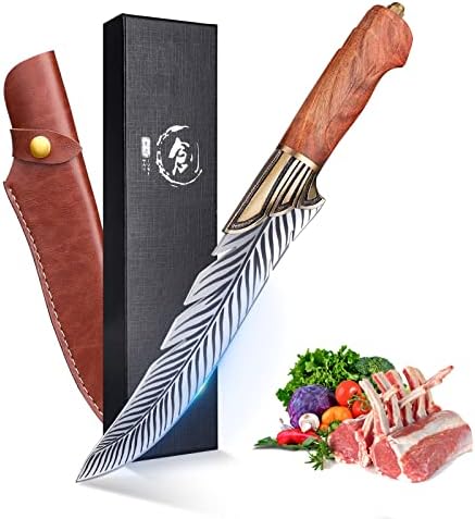 PURPLEBIRD Boning Knife for Meat Cutting Set, 3pcs Razor Sharp Butcher Knife Set, Japanese Steel Fillet Knife Full Tang, Wood Handle Trimming knife, Deboning Knife for Fish Poultry Chicken, Gift Mom Purplebird