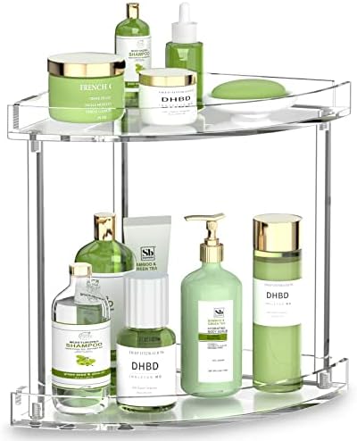 NPPLUS Bathroom Countertop Organizer, 2-Tier Clear Acrylic Counter Storage Shelf for Bathroom Counter Organizer, Clear Makeup Storage Vanity Trays for Cabinet, Kitchen Spice Rack NPPLUS