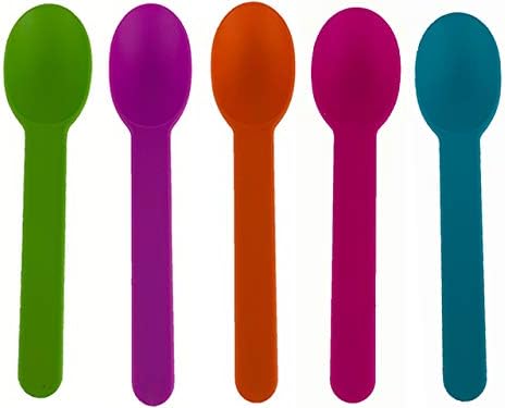 Color Changing Plastic Spoons,Disposable Color Mixed Frozen Yogurt Ice Cream Spoons,Frozen Dessert Spoons 50 Count Worlds