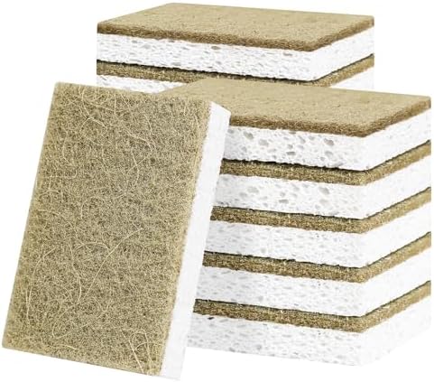 Natural Kitchen Sponges, 12 Pack Non-Scratch Sponges for Dishes, Biodegradable Scruber Sponges Kitchen for Cleaning, Household RNOAFMU