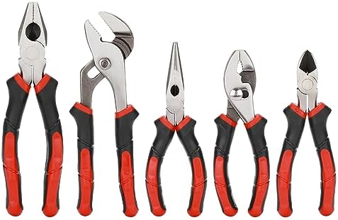 AIRTOON 5PCS Pliers Set, Premium CR-V/Cr-Ni Pliers, Including 6" Long Nose Pliers, 6" Slip Joint Pliers, 6" Diagonal Cutting Pliers, 8" Linesman Pliers and 8" Groove Joint Pliers for Basic Repair Airtoon