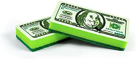 Genuine Fred, Dirty Money, Kitchen Sponges, Set of 2, Green (5286467) Genuine Fred