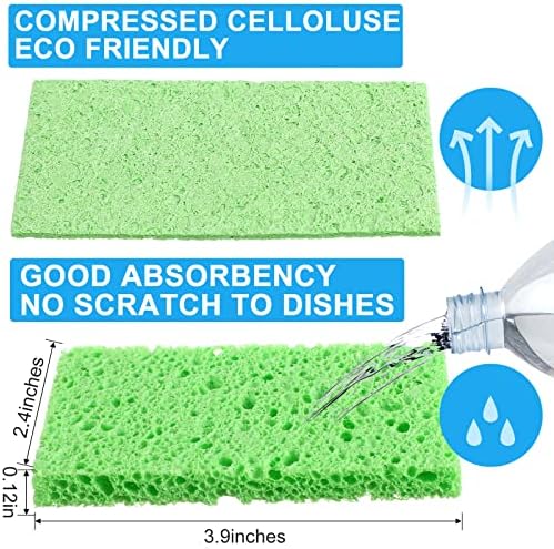 Zhengmy 48 Pieces Kitchen Sponge Bulk Natural Sponges for Dishes Compressed Wood Pulp Sponges for Cleaning Sponge Without Scratching for Kitchen Bathroom, 3.9 x 2.4 x 0.12 Inch Zhengmy