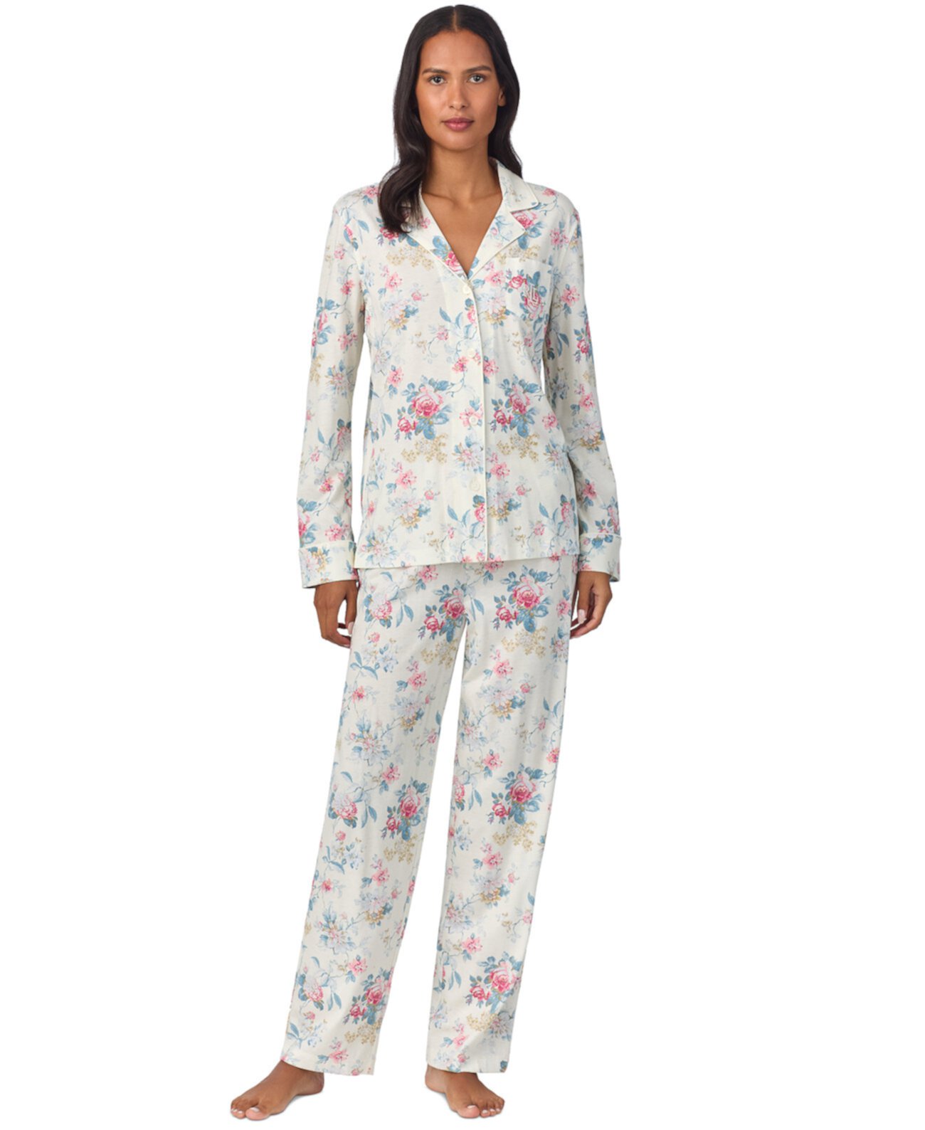 Women's Floral Notched-Collar Pajama Set LAUREN Ralph Lauren