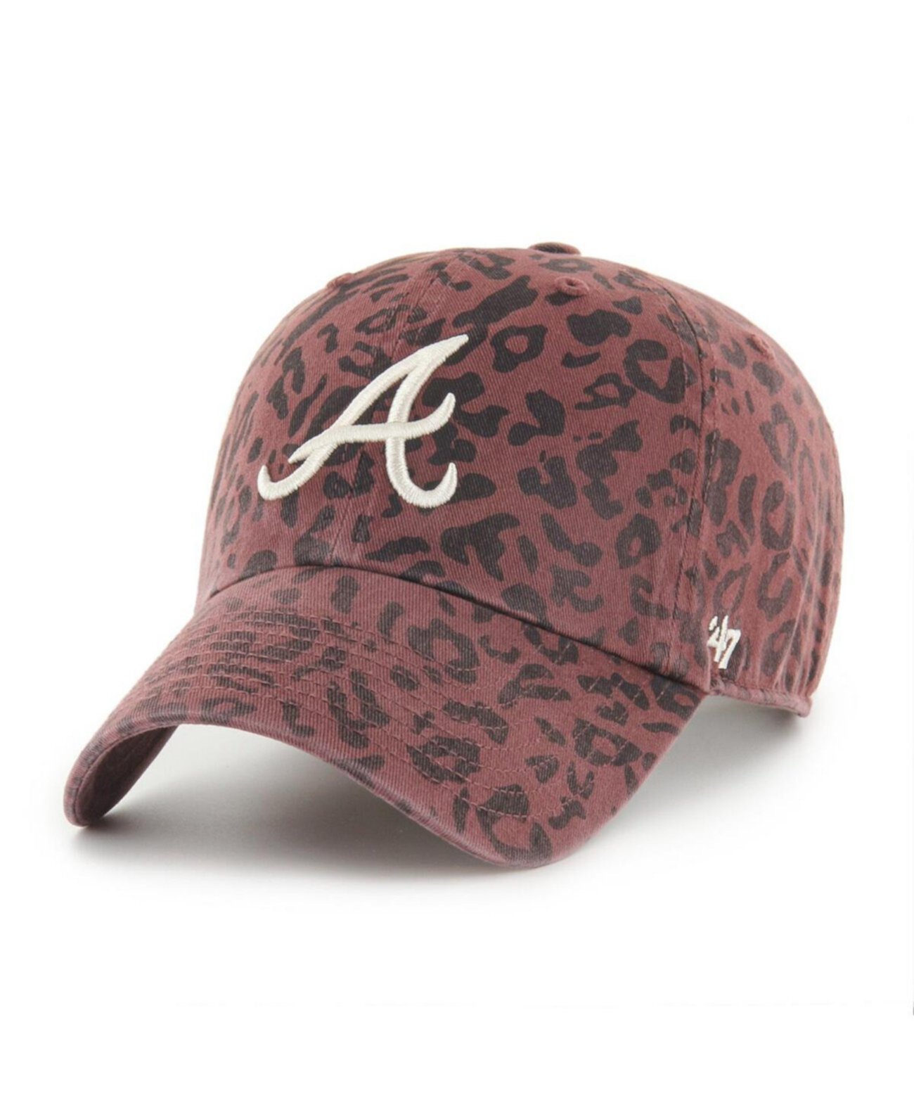 Женская коричневая регулируемая кепка Atlanta Braves с animal print '47 Brand