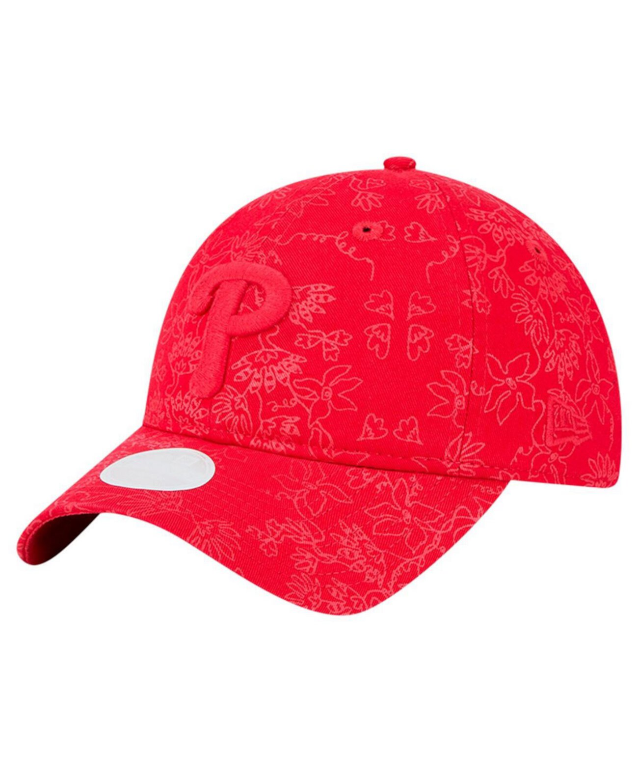 Женская красная бейсболка Philadelphia Phillies с цветочным рисунком, регулируемый размер New Era