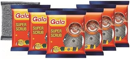 GALA Super Scrub Set Made of Steel Black (Pack of 6) GALA