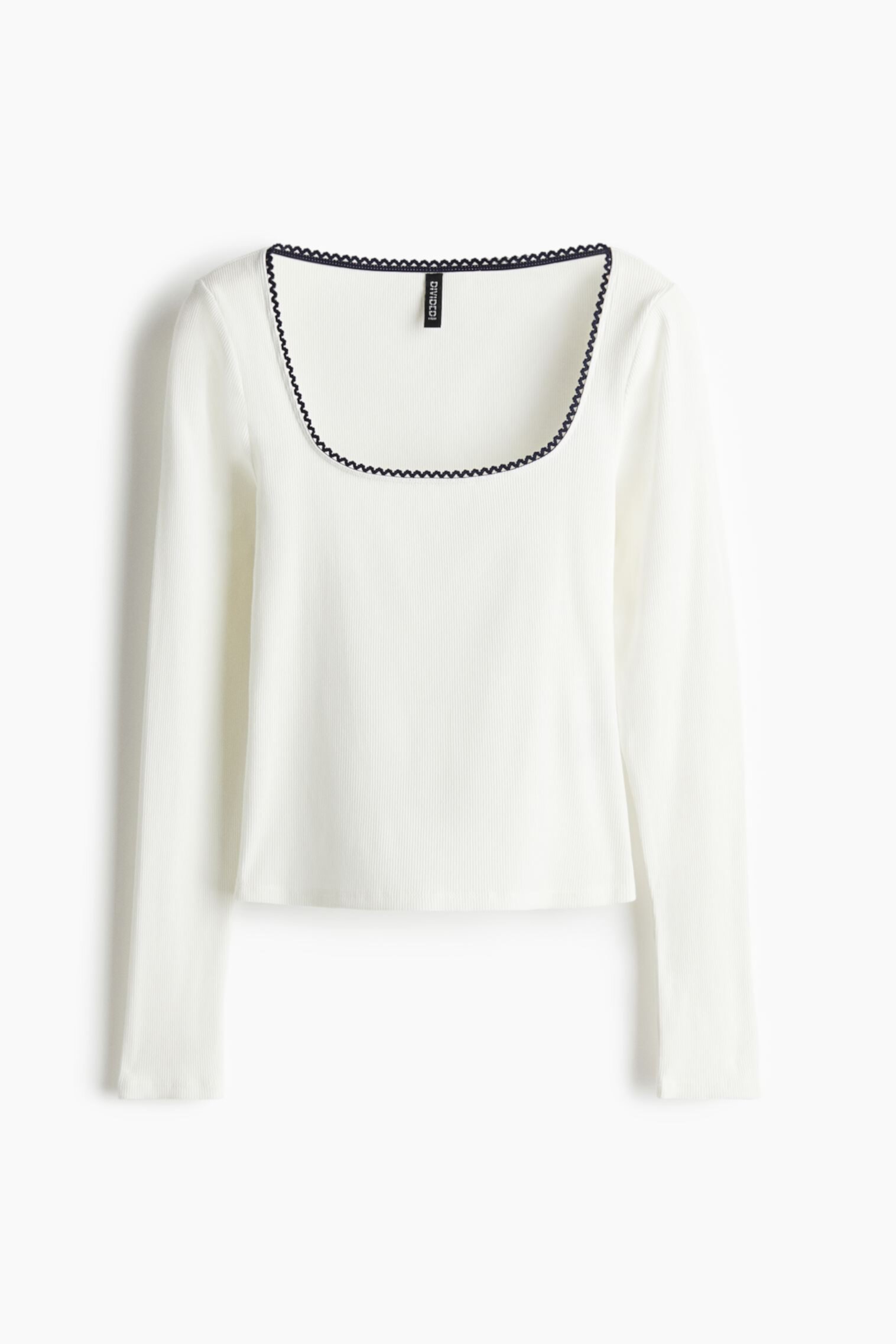 Picot-Trimmed Ribbed Top H&M