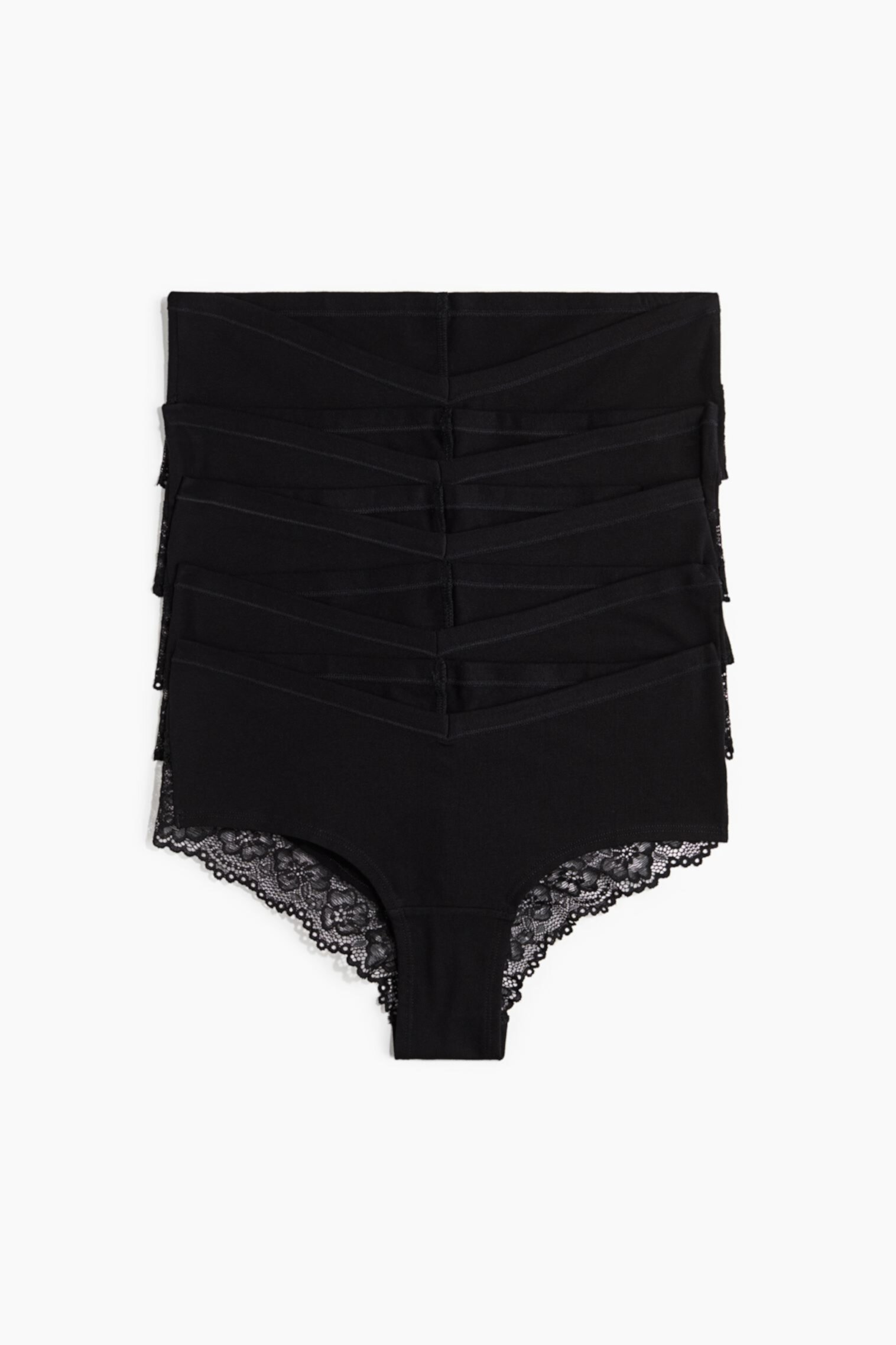 MAMA 5-pack Lace-Trimmed Cotton Hipster Briefs H&M