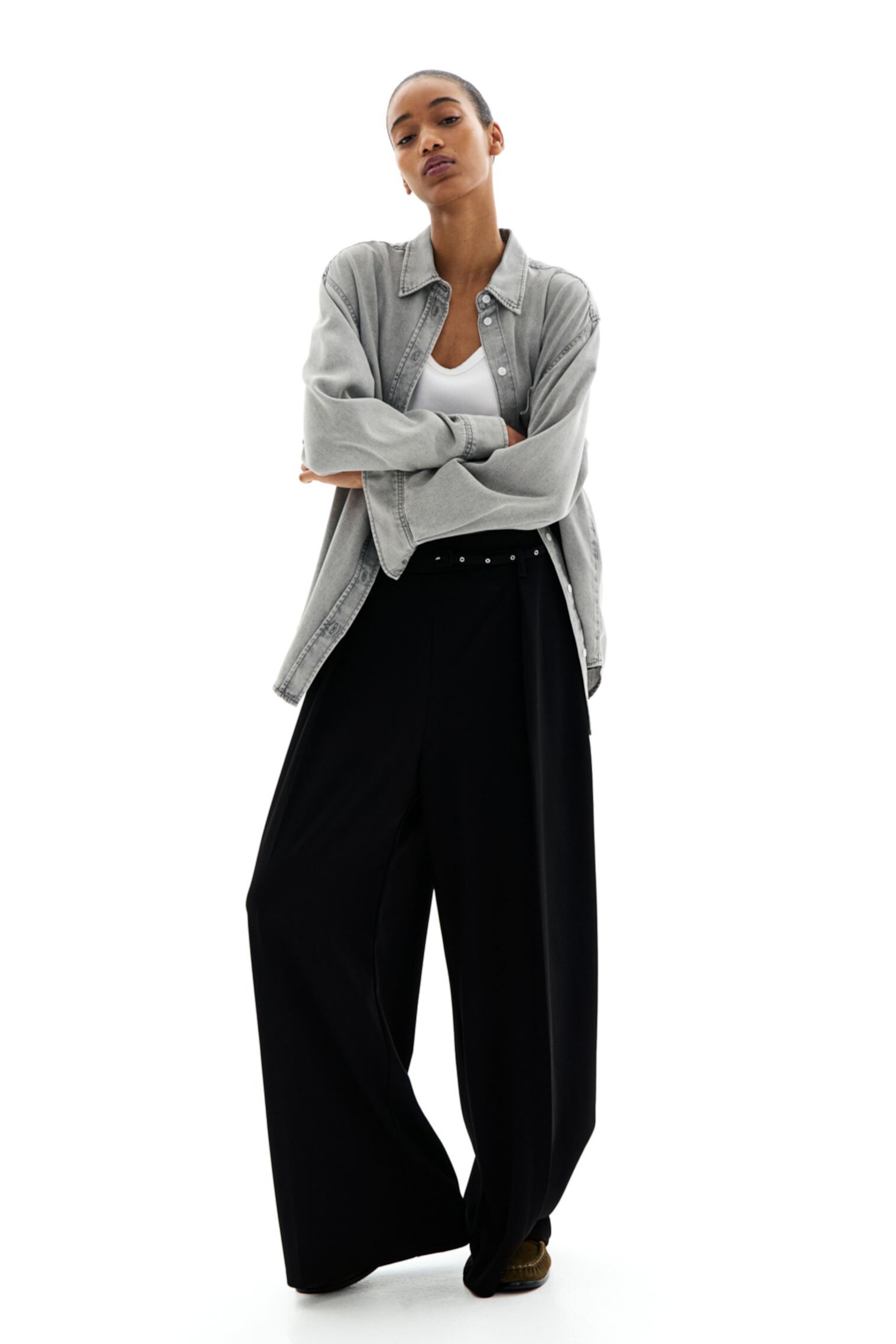 Wide Pants with Belt H&M