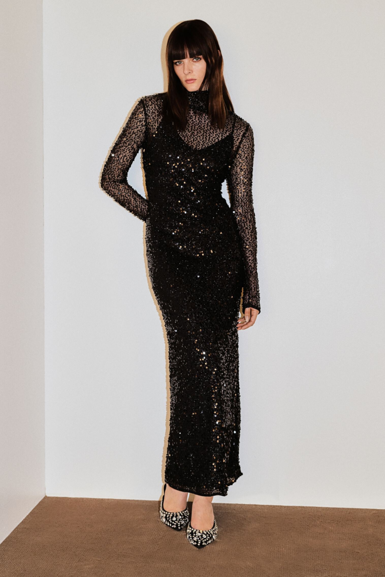 Long Sequined Net Dress H&M