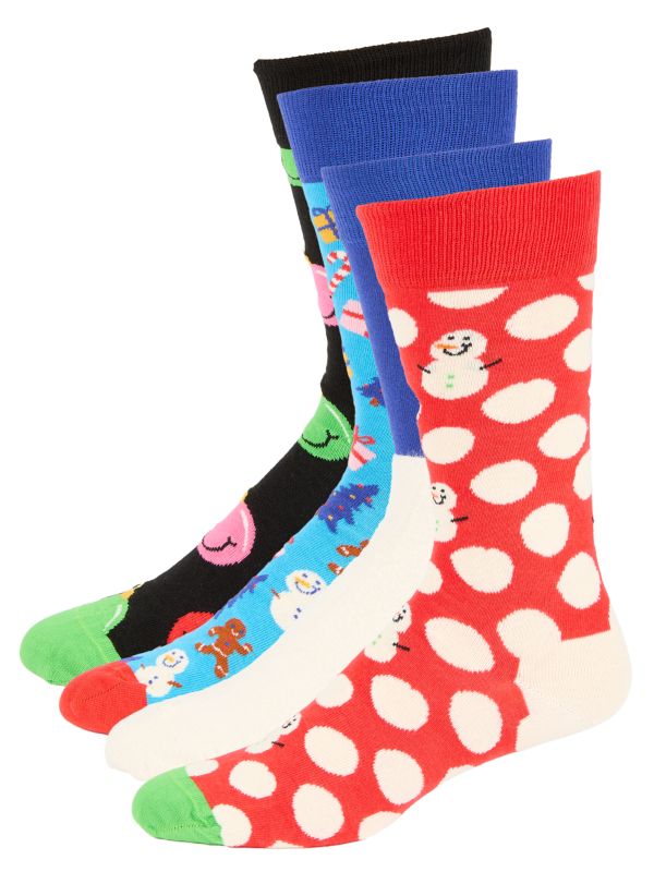 Подарочный набор из 4 пар носок Happy Socks с разнообразными узорами и рифлеными манжетами Happy Socks