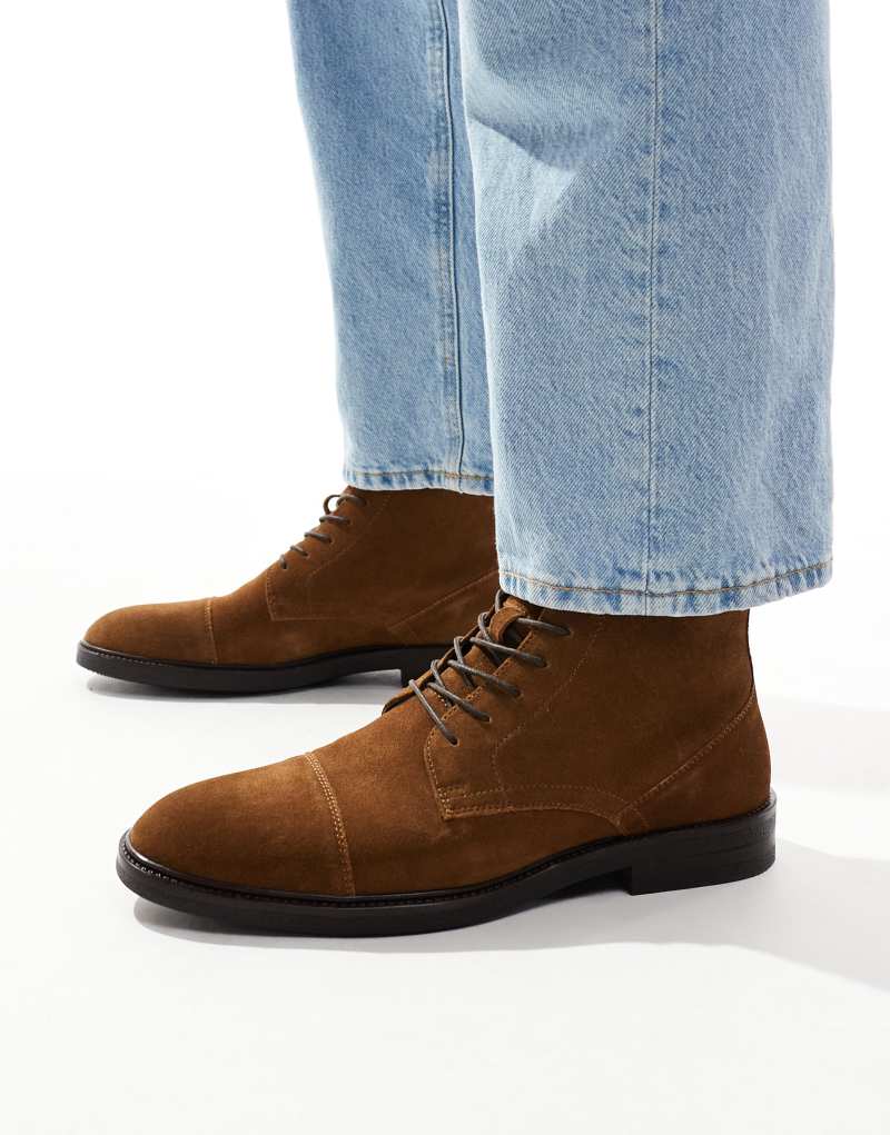 ASOS DESIGN lace up boots in tan suede Asos Design