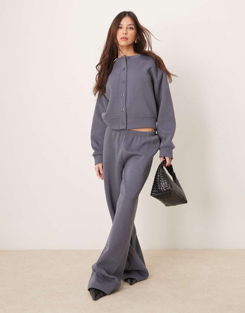 ASOS DESIGN wide leg sweatpants in charcoal - part of a set Asos Design