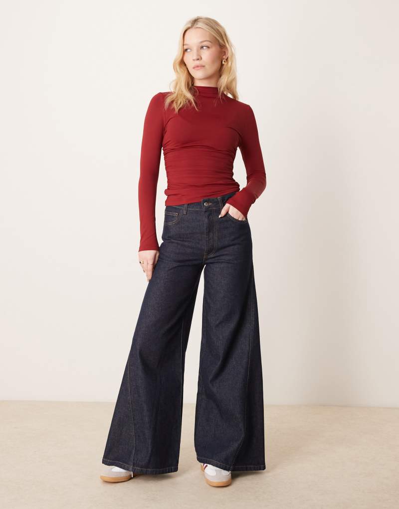 ASOS DESIGN super wide leg jean with twisted seam in indigo Asos Design