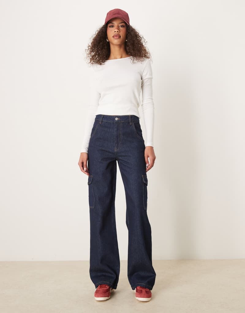 ASOS DESIGN clean carpenter jeans with utility pockets in indigo Asos Design