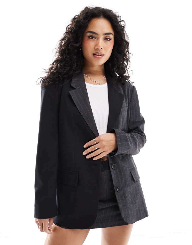 ASOS DESIGN oversized blazer in charcoal color block Asos Design