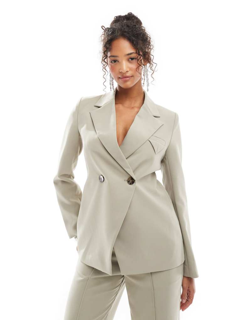 4th & Reckless structured button side blazer in olive - part of a set 4Th & Reckless