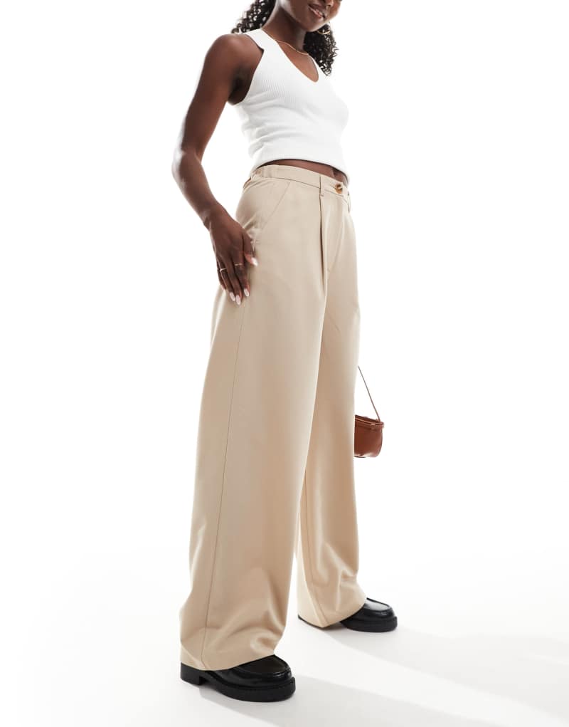 Miss Selfridge tailored wide leg pants in stone Miss Selfridge